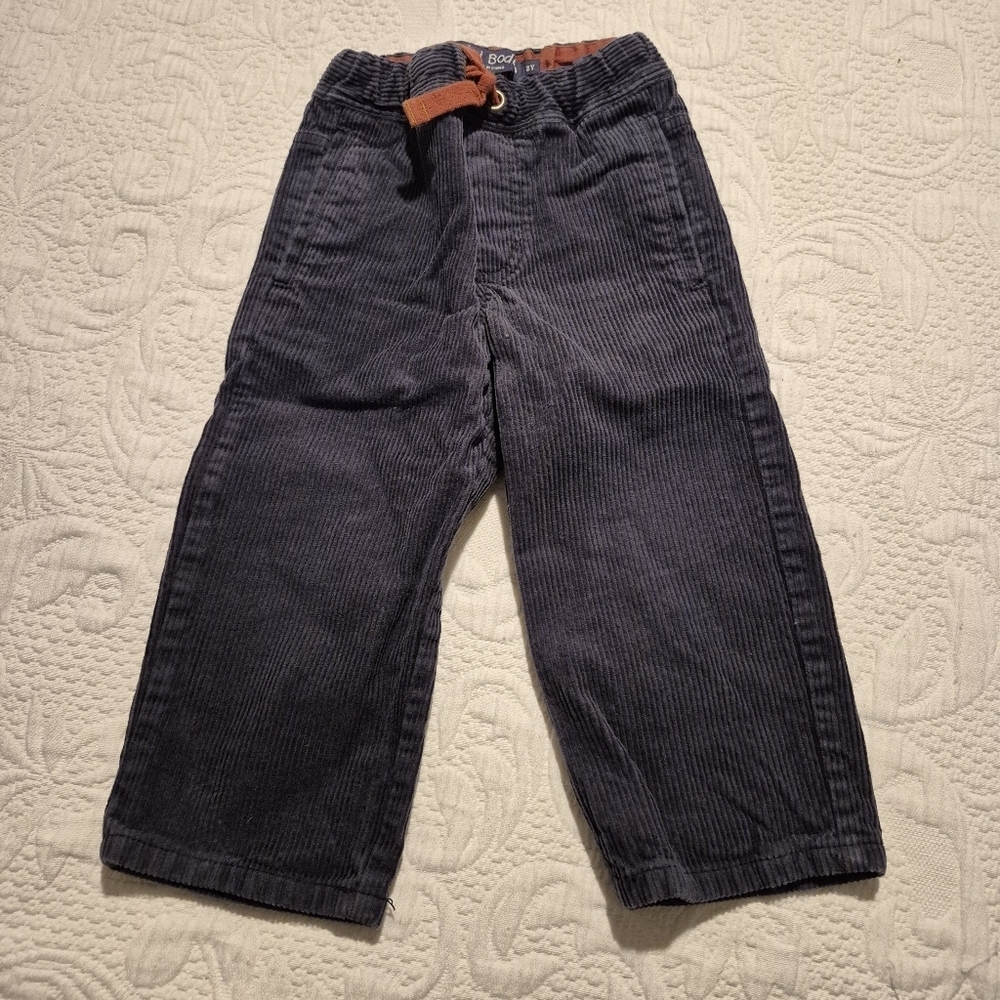 Mini Boden boys 2 years navy corduroy pants VGUC 2014 elastic with drawstring